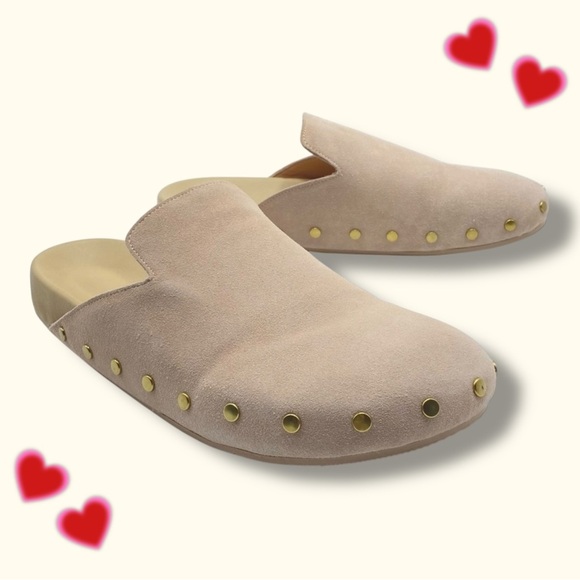 J. Crew ‘Pacific Calf Suede Studded Marlow Clogs’ in Soft Pink / Beige Size 10.5 - Picture 14 of 16